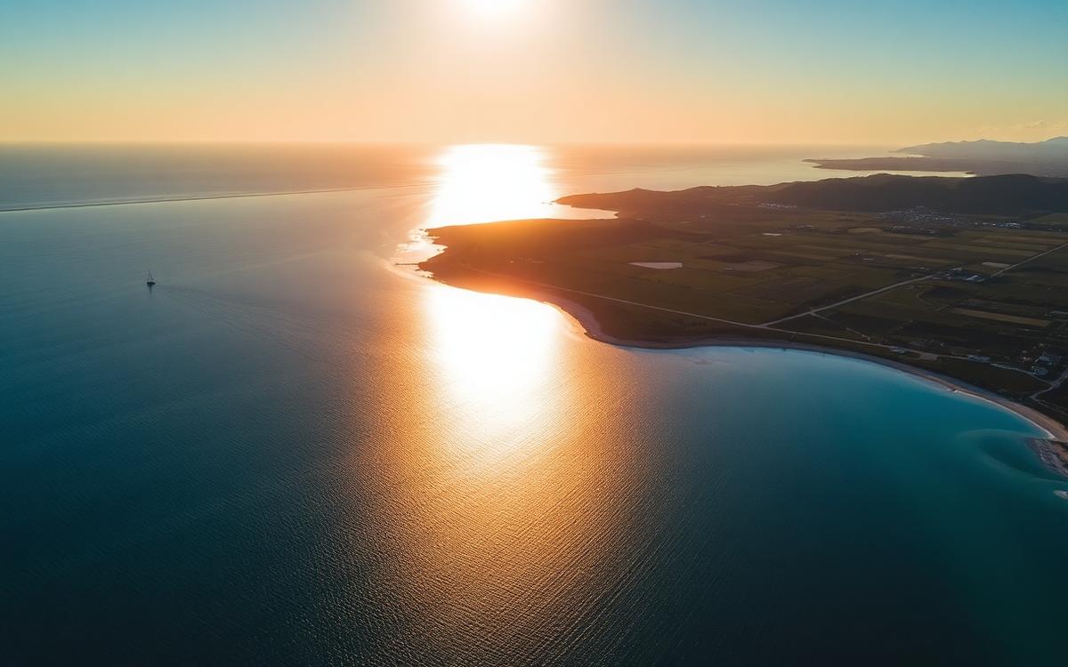 Veduta della laguna di Orbetello e della costa dell'Argentario in Toscana